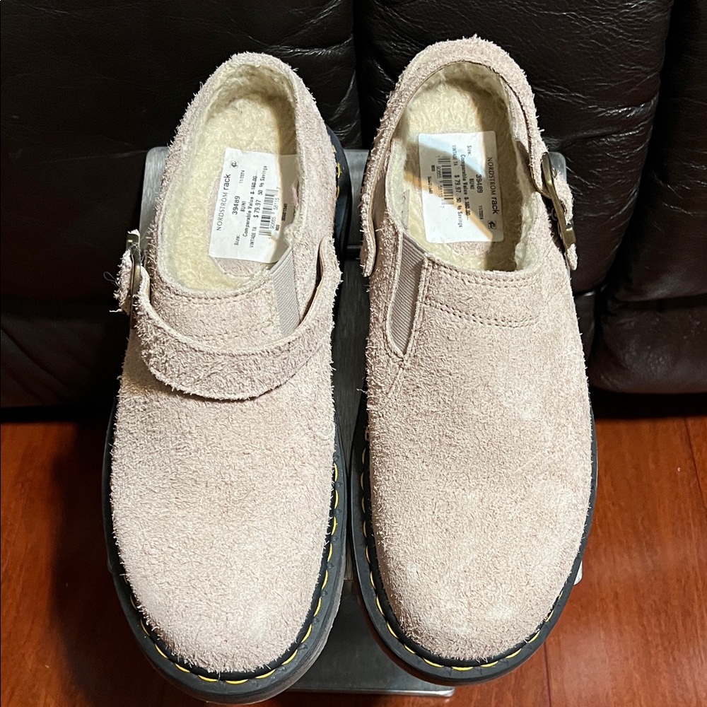 Dr. Martens/Doc Martens Beige Suede Slip-On Shoes